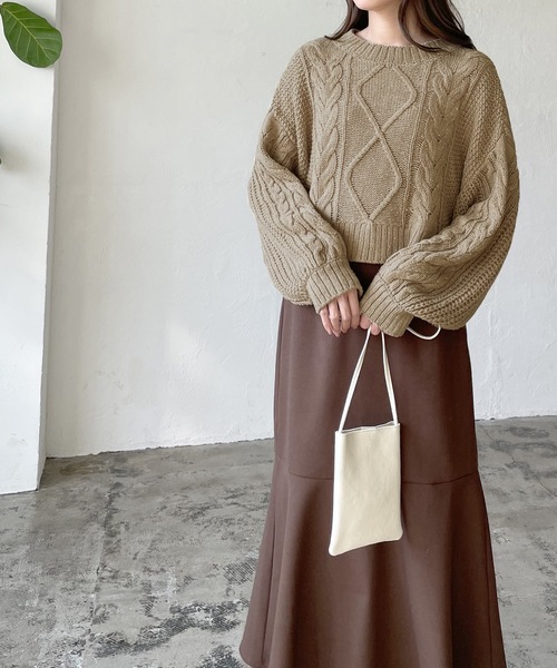 LIAN（リアン）の「【yuiさんコラボ】ミックスカラーケーブルニット（ニット/セーター・レディース・ベージュ/オートミール・FREE）」の19枚目の写真