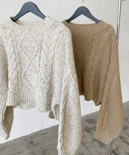 LIAN（リアン）の「【yuiさんコラボ】ミックスカラーケーブルニット（ニット/セーター・レディース・ベージュ/オートミール・FREE）」の10枚目の写真