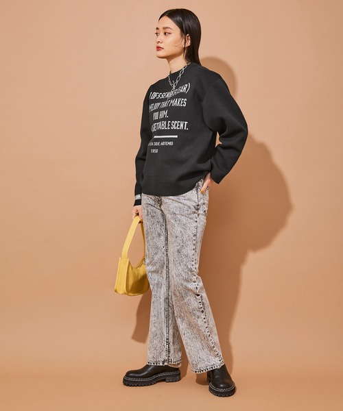 ADAM ET ROPE'(アダムエロペ)の「【ARTEMIO directed by SKIN】ジャカードニットプルオーバー(ニット/セーター・レディース・ブラック/グレー・FREE)」の16枚目の写真