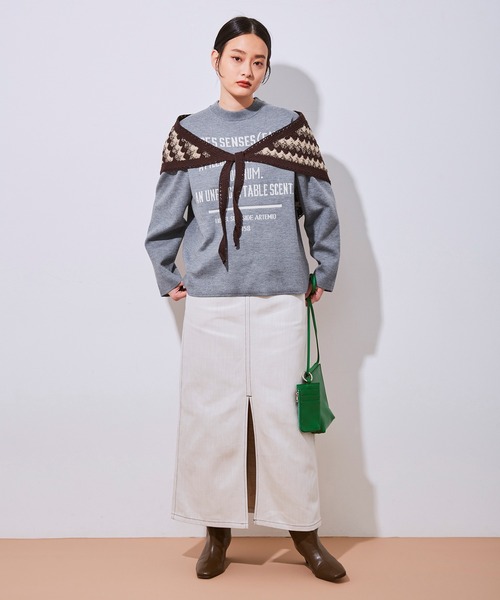 ADAM ET ROPE'(アダムエロペ)の「【ARTEMIO directed by SKIN】ジャカードニットプルオーバー(ニット/セーター・レディース・ブラック/グレー・FREE)」の17枚目の写真