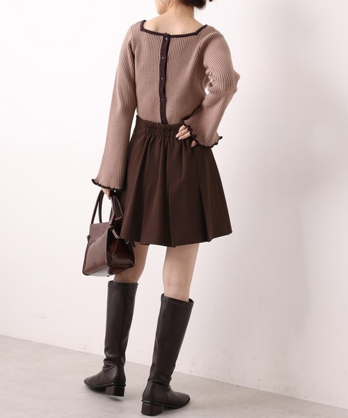 one after another NICE CLAUP(ワンアフターアナザーナイスクラップ)の「【WEB限定】配色ラインが映える!バイカラーリブニット(ニット/セーター・レディース・アイボリー/ブラック/モカ/ミント/サックスブルー・FREE)」の13枚目の写真
