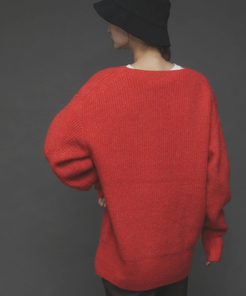 SENSE OF PLACE by URBAN RESEARCH（センスオブプレイスバイアーバンリサーチ）の「コクーンスリーブVネックセーター（ニット/セーター・レディース・ライトブルー/ブラック/レッド/アイボリー・ONE）」の20枚目の写真