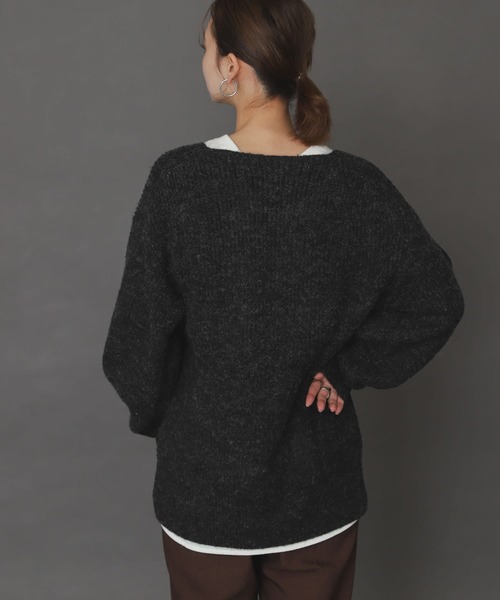 SENSE OF PLACE by URBAN RESEARCH（センスオブプレイスバイアーバンリサーチ）の「コクーンスリーブVネックセーター（ニット/セーター・レディース・ライトブルー/ブラック/レッド/アイボリー・ONE）」の8枚目の写真