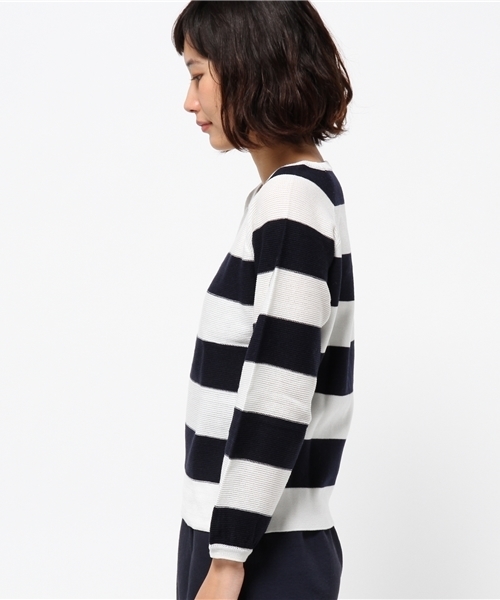 OUTLET（アウトレット）の「【CIAOPANIC TYPY】ワイドボーダーニットプルオーバー（ニット/セーター・レディース・ベージュ/グリーン/オフホワイト・FREE）」の5枚目の写真