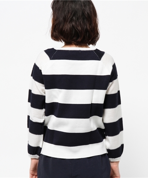 OUTLET（アウトレット）の「【CIAOPANIC TYPY】ワイドボーダーニットプルオーバー（ニット/セーター・レディース・ベージュ/グリーン/オフホワイト・FREE）」の6枚目の写真