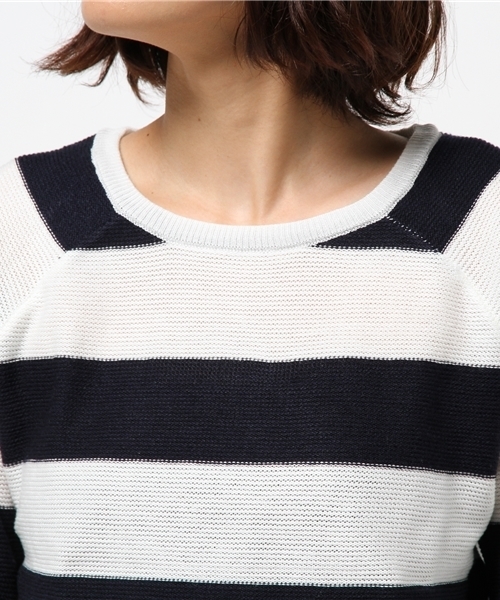 OUTLET（アウトレット）の「【CIAOPANIC TYPY】ワイドボーダーニットプルオーバー（ニット/セーター・レディース・ベージュ/グリーン/オフホワイト・FREE）」の7枚目の写真