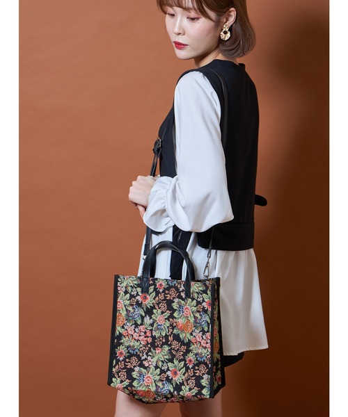 Cookie Chocolate（クッキーチョコレート）の「ゴブランスクエアトートバッグ（ショルダーバッグ・レディース・ブラック・FREE）」の9枚目の写真