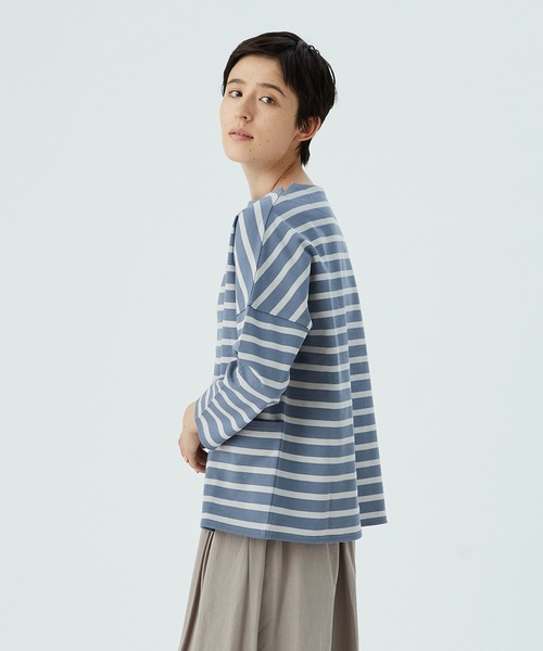 conges payes ADIEU TRISTESSE（コンジェ ペイエ アデュートリステス）の「バスクシャツ（Tシャツ/カットソー・レディース・ホワイト/ブルー/キナリ・FREE）」の3枚目の写真