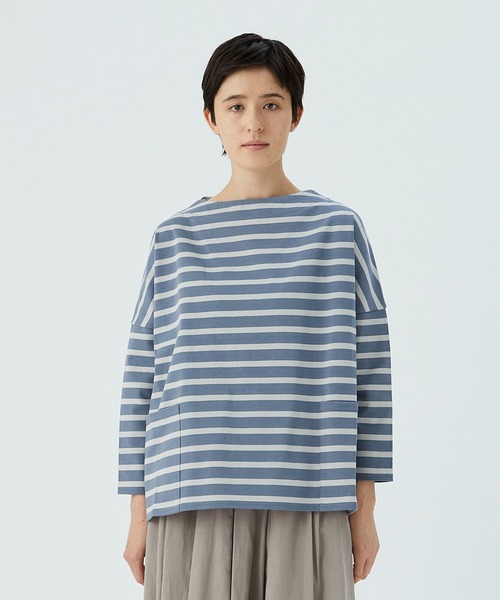 conges payes ADIEU TRISTESSE（コンジェ ペイエ アデュートリステス）の「バスクシャツ（Tシャツ/カットソー・レディース・ホワイト/ブルー/キナリ・FREE）」の4枚目の写真