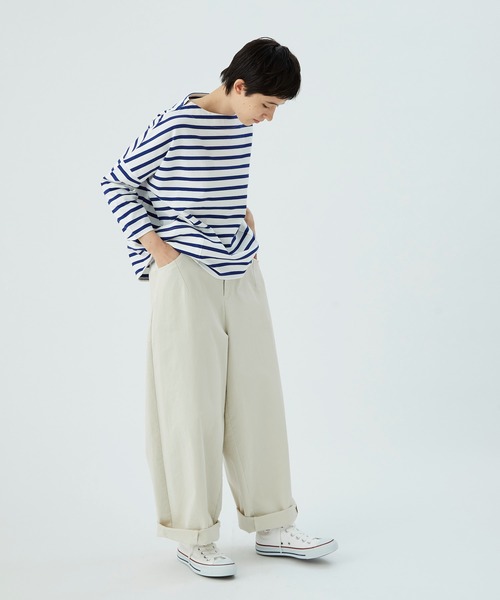 conges payes ADIEU TRISTESSE（コンジェ ペイエ アデュートリステス）の「バスクシャツ（Tシャツ/カットソー・レディース・ホワイト/ブルー/キナリ・FREE）」の6枚目の写真