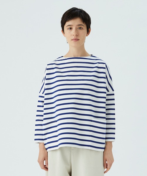 conges payes ADIEU TRISTESSE（コンジェ ペイエ アデュートリステス）の「バスクシャツ（Tシャツ/カットソー・レディース・ホワイト/ブルー/キナリ・FREE）」の10枚目の写真