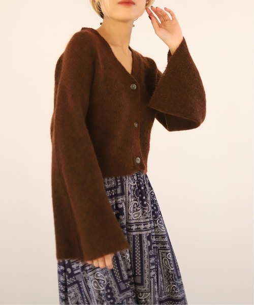 SLOBE IENA（スローブイエナ）の「MOHAIR CROPカーディガン◆（カーディガン/ボレロ・レディース・ネイビー/ブラウン/アイボリー・FREE）」の6枚目の写真