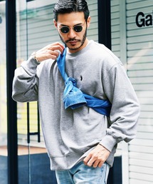 US.POLO ASSN./ユーエスポロアッスン ブランド別注 裏毛ワンポイント刺繍 スウェットトレーナー