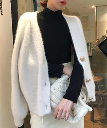 Jasmine Grandiflorum | 【Jasmine】シャギーニットVネックカーディガン(カーディガン/ボレロ)