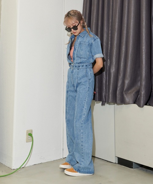 XAMPAGNE デニム つなぎ オールインワン ジャンプスーツ タキシード MOTHER】タキマキさん愛用☆デニム ジャンプスーツ Blue (MOTHER