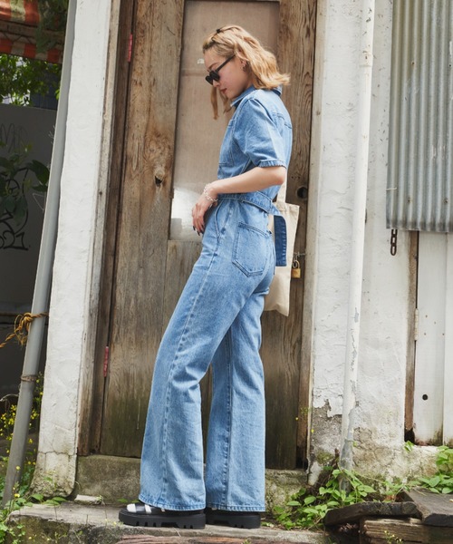 SHAGGIE（シャギー）の「半袖デニムジャンプスーツ（つなぎ