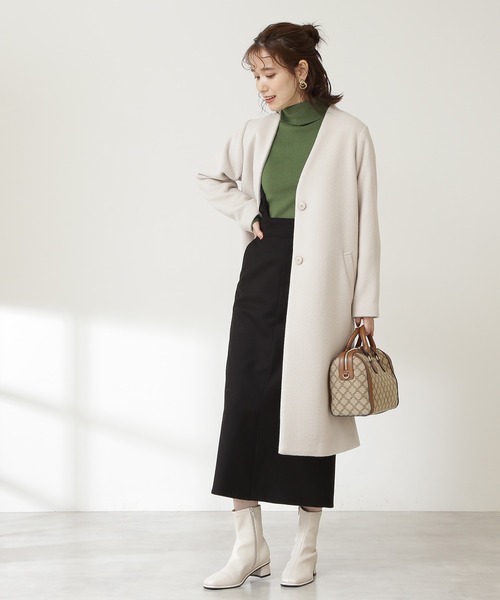 N.（N. Natural Beauty Basic）（エヌエヌナチュラルビューティーベーシック）の「【S Size Line】アンゴラビーバーカラーレスコート（ノーカラーコート・レディース・ベージュ/グレー/ライトグリーン/ホワイト/グレー系その他・SMALL/MEDIUM）」の10枚目の写真