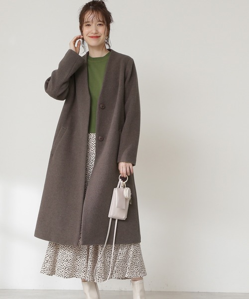 N.（N. Natural Beauty Basic）（エヌエヌナチュラルビューティーベーシック）の「【S Size Line】アンゴラビーバーカラーレスコート（ノーカラーコート・レディース・ベージュ/グレー/ライトグリーン/ホワイト/グレー系その他・SMALL/MEDIUM）」の16枚目の写真