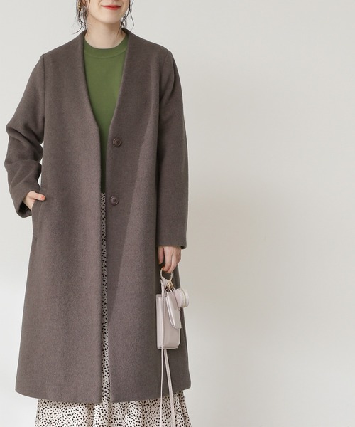 N.（N. Natural Beauty Basic）（エヌエヌナチュラルビューティーベーシック）の「【S Size Line】アンゴラビーバーカラーレスコート（ノーカラーコート・レディース・ベージュ/グレー/ライトグリーン/ホワイト/グレー系その他・SMALL/MEDIUM）」の18枚目の写真