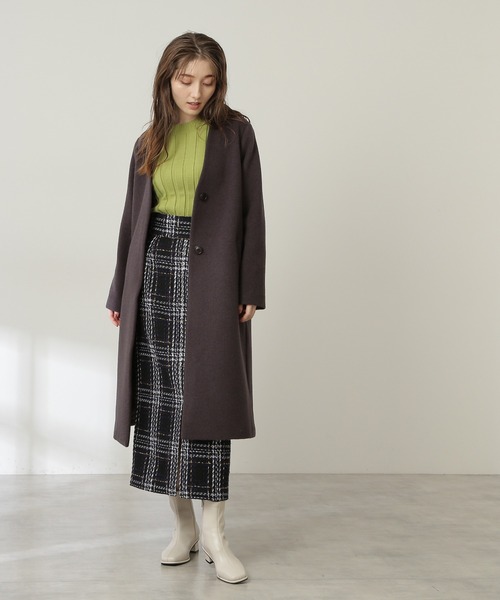 N.（N. Natural Beauty Basic）（エヌエヌナチュラルビューティーベーシック）の「【S Size Line】アンゴラビーバーカラーレスコート（ノーカラーコート・レディース・ベージュ/グレー/ライトグリーン/ホワイト/グレー系その他・SMALL/MEDIUM）」の19枚目の写真