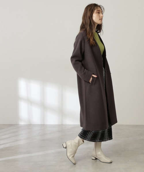 N.（N. Natural Beauty Basic）（エヌエヌナチュラルビューティーベーシック）の「【S Size Line】アンゴラビーバーカラーレスコート（ノーカラーコート・レディース・ベージュ/グレー/ライトグリーン/ホワイト/グレー系その他・SMALL/MEDIUM）」の20枚目の写真