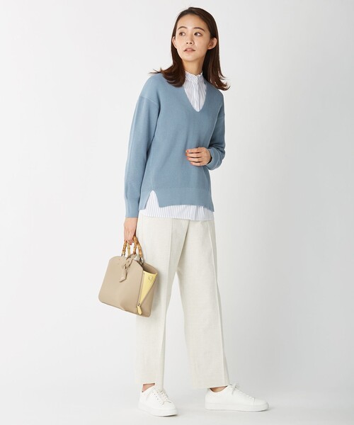 J.PRESS(ジェイプレス)の「【洗える】リランチェツイル ストレート パンツ(その他パンツ・レディース・アイボリー系/カーキ系/ネイビー系/スモーキーグリーン系・T13/T15)」の5枚目の写真