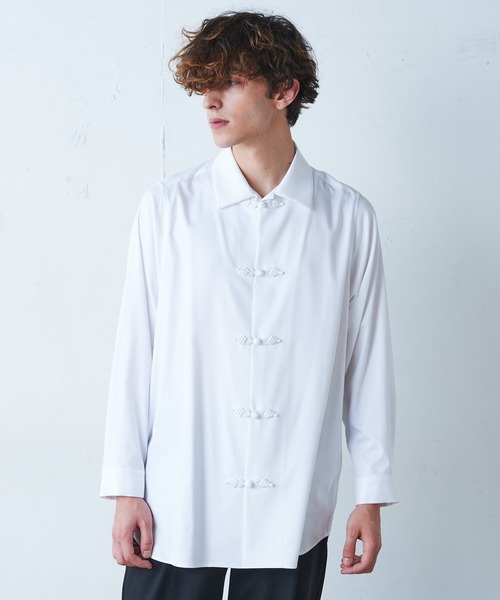 Lui's（ルイス）の「バンブーレーヨンサテン チャイナシャツ（シャツ/ブラウス・メンズ・ホワイト/ブラック・SMALL/MEDIUM）」の9枚目の写真