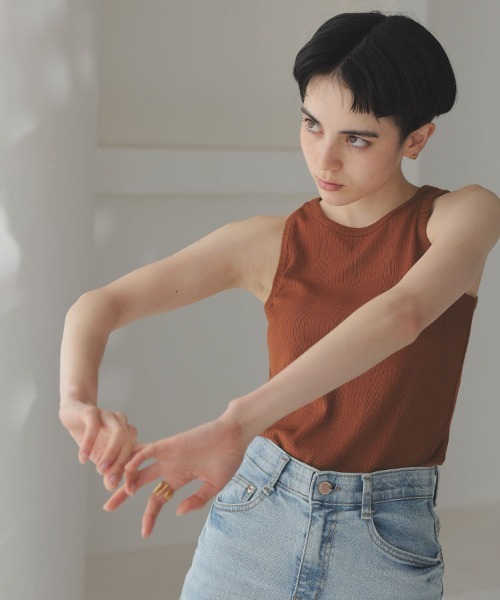 DONOBAN（ドノバン）の「アメスリタンクトップ（タンクトップ・レディース・テラコッタ/ブラック/グレイッシュベージュ/ホワイト・F）」の4枚目の写真