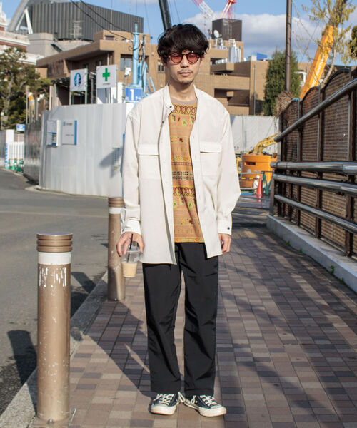 GLOSTER（グロスター）の「【GLOSTER/グロスター】ジオメトリック ニットライクTシャツ（Tシャツ/カットソー・メンズ・ブラック系その他/ベージュ系その他・MEDIUM/LARGE）」の4枚目の写真