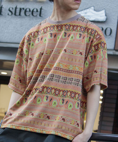 GLOSTER（グロスター）の「【GLOSTER/グロスター】ジオメトリック ニットライクTシャツ（Tシャツ/カットソー・メンズ・ブラック系その他/ベージュ系その他・MEDIUM/LARGE）」の12枚目の写真