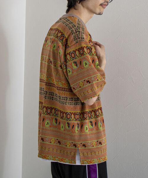 GLOSTER（グロスター）の「【GLOSTER/グロスター】ジオメトリック ニットライクTシャツ（Tシャツ/カットソー・メンズ・ブラック系その他/ベージュ系その他・MEDIUM/LARGE）」の9枚目の写真