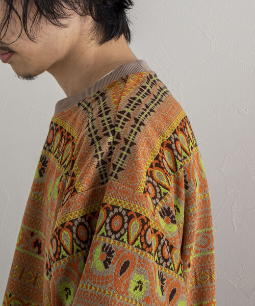 GLOSTER（グロスター）の「【GLOSTER/グロスター】ジオメトリック ニットライクTシャツ（Tシャツ/カットソー・メンズ・ブラック系その他/ベージュ系その他・MEDIUM/LARGE）」の13枚目の写真