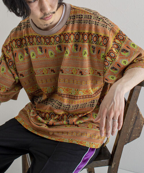 GLOSTER（グロスター）の「【GLOSTER/グロスター】ジオメトリック ニットライクTシャツ（Tシャツ/カットソー・メンズ・ブラック系その他/ベージュ系その他・MEDIUM/LARGE）」の18枚目の写真