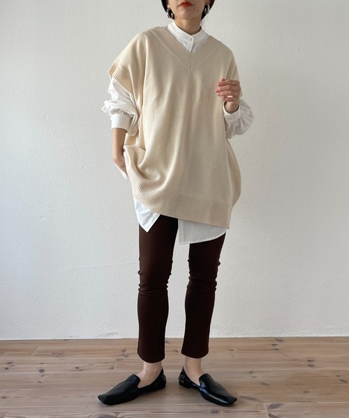wee9s(ウィークス)の「volume sleeve no collar shirt / お尻すっぽりボリュームスリーブノーカラーシャツ(シャツ/ブラウス・レディース・ピンク/ブルー/アイボリー/ベージュ/チェリーピンク/ブラック/グリーン・FREE)」の22枚目の写真