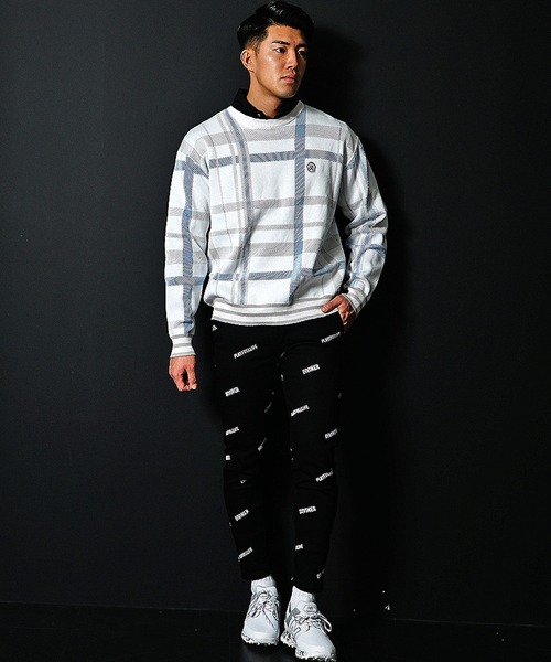 DIVINER GOLF（ディバイナー ゴルフ）の「【DIVINER GOLF】チェック柄ニット メンズ ゴルフウェア 春服（ニット/セーター・メンズ・ホワイト系その他/ブルー系その他・M/L/XL）」の3枚目の写真