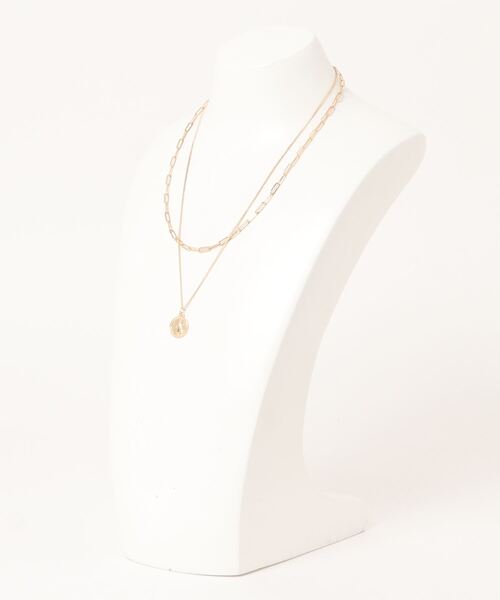 AZUL by moussy(アズールバイマウジー)の「DOUBLE CHAIN MOTIF NECKLACE/ダブルチェーンモチーフネックレス(ネックレス・レディース・シルバー/ゴールド系その他・FREE)」の3枚目の写真