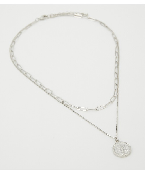 AZUL by moussy(アズールバイマウジー)の「DOUBLE CHAIN MOTIF NECKLACE/ダブルチェーンモチーフネックレス(ネックレス・レディース・シルバー/ゴールド系その他・FREE)」の4枚目の写真