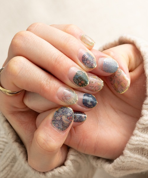 セール】世界の名画や猫デザイン 樹脂ネイルシール 【両手×2枚セット