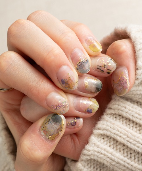 セール】世界の名画や猫デザイン 樹脂ネイルシール 【両手×2枚セット