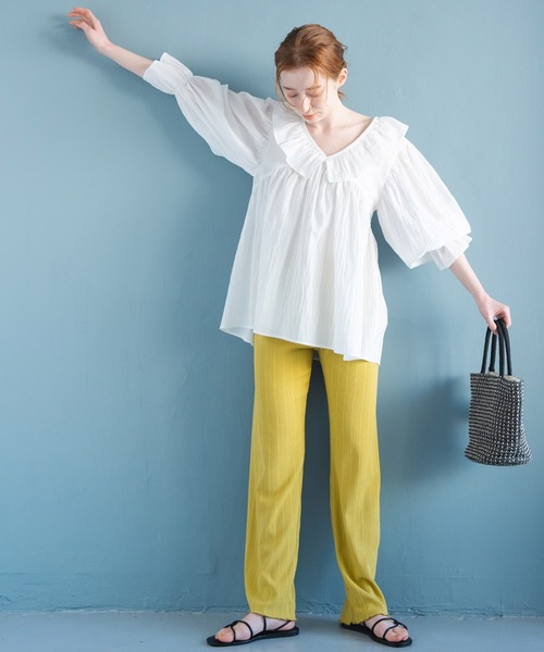 Crisp（クリスプ）の「フリルカラードビーチュニック（チュニック・レディース・ホワイト/ブラック・FREE）」の7枚目の写真