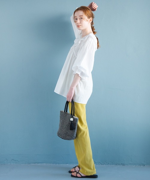 Crisp（クリスプ）の「フリルカラードビーチュニック（チュニック・レディース・ホワイト/ブラック・FREE）」の9枚目の写真