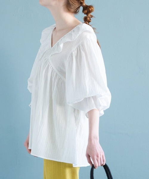 Crisp（クリスプ）の「フリルカラードビーチュニック（チュニック・レディース・ホワイト/ブラック・FREE）」の11枚目の写真