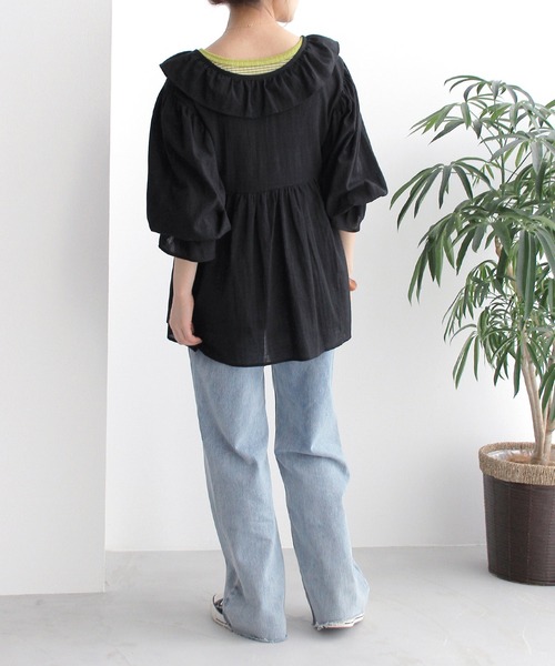 Crisp（クリスプ）の「フリルカラードビーチュニック（チュニック・レディース・ホワイト/ブラック・FREE）」の14枚目の写真