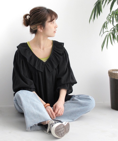 Crisp（クリスプ）の「フリルカラードビーチュニック（チュニック・レディース・ホワイト/ブラック・FREE）」の15枚目の写真