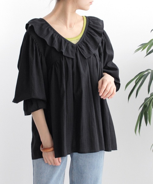 Crisp（クリスプ）の「フリルカラードビーチュニック（チュニック・レディース・ホワイト/ブラック・FREE）」の16枚目の写真