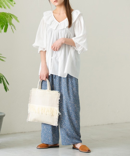 Crisp（クリスプ）の「フリルカラードビーチュニック（チュニック・レディース・ホワイト/ブラック・FREE）」の4枚目の写真