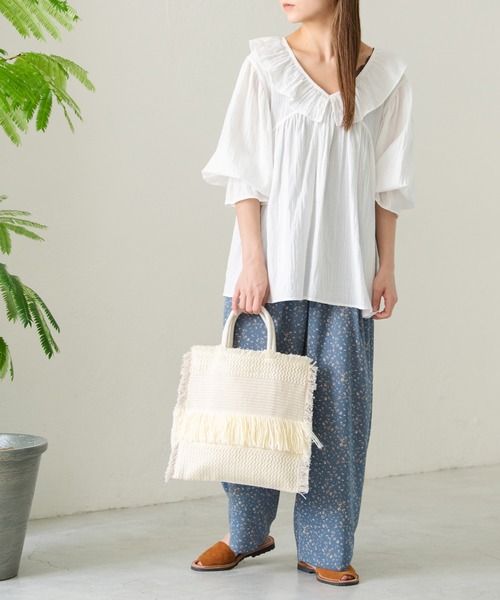 Crisp（クリスプ）の「フリルカラードビーチュニック（チュニック・レディース・ホワイト/ブラック・FREE）」の5枚目の写真