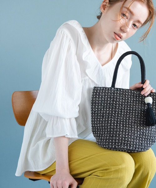 Crisp（クリスプ）の「フリルカラードビーチュニック（チュニック・レディース・ホワイト/ブラック・FREE）」の3枚目の写真