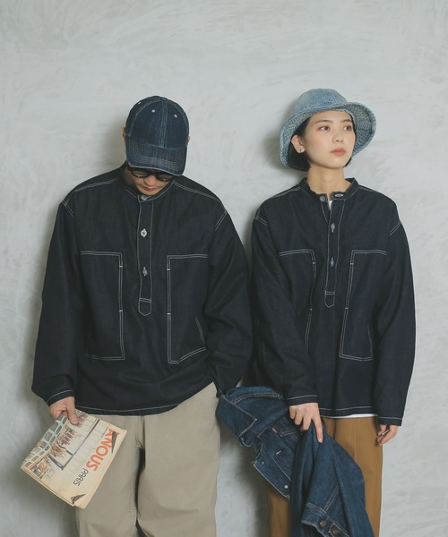 HOUSTON(ヒューストン)の「DENIM ARMY HAT(ハット・メンズ・ダークインディゴブルー/ライトインディゴブルー・FREE)」の14枚目の写真