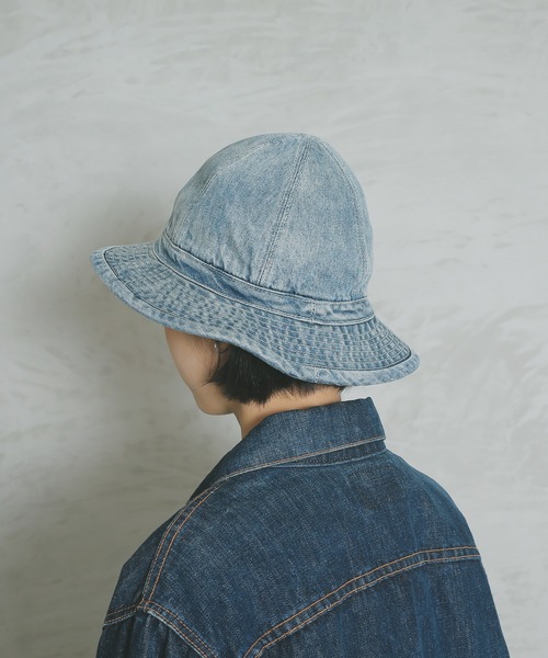 HOUSTON(ヒューストン)の「DENIM ARMY HAT(ハット・メンズ・ダークインディゴブルー/ライトインディゴブルー・FREE)」の6枚目の写真